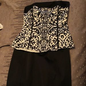 Strapless top and satin skirt